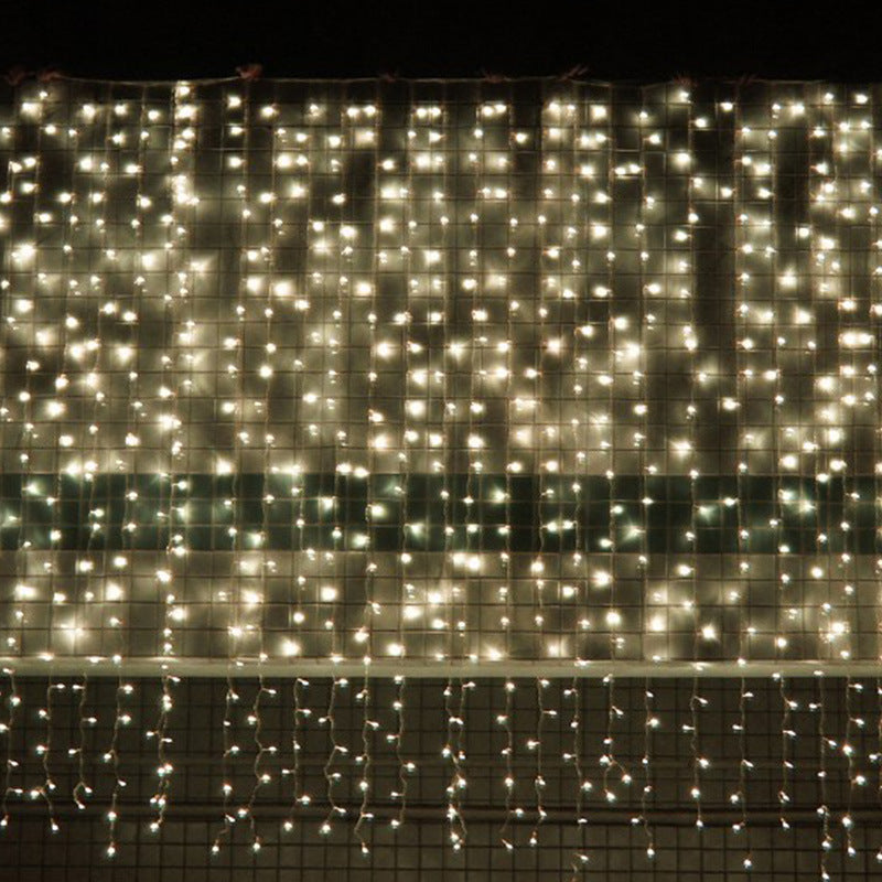 Cortina de luzes quentes, pormenor
