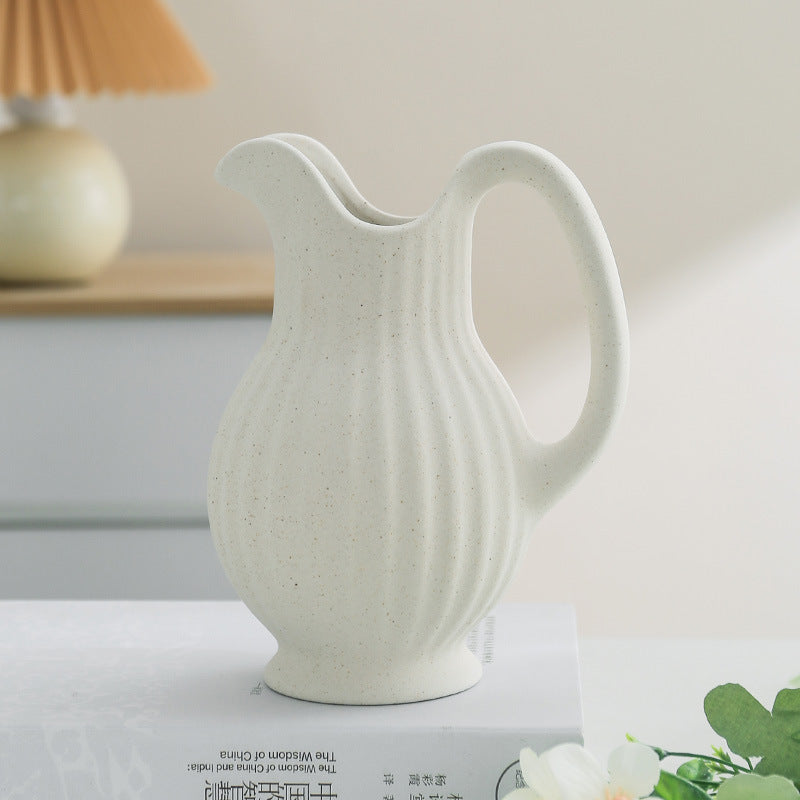 Vaso jarro de bico, cerâmica creme