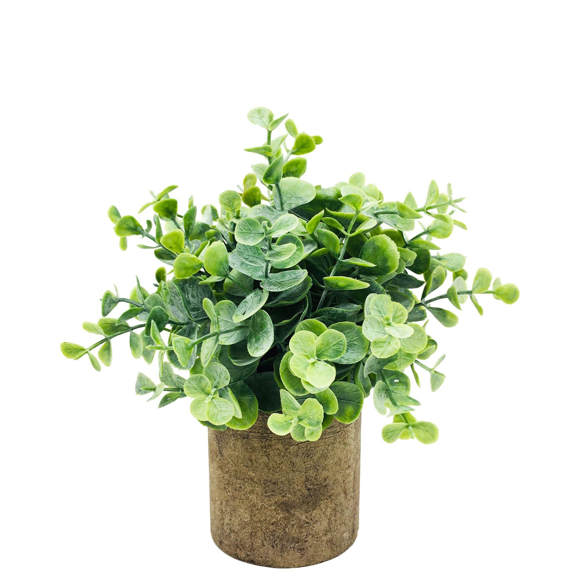 Soothera Mini Plant — pequena planta de eucalipto artificial em vaso rústico