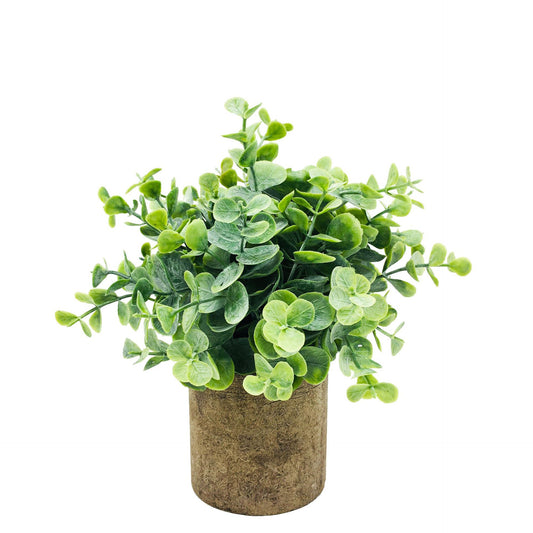 Soothera Mini Plant — pequena planta de eucalipto artificial em vaso rústico