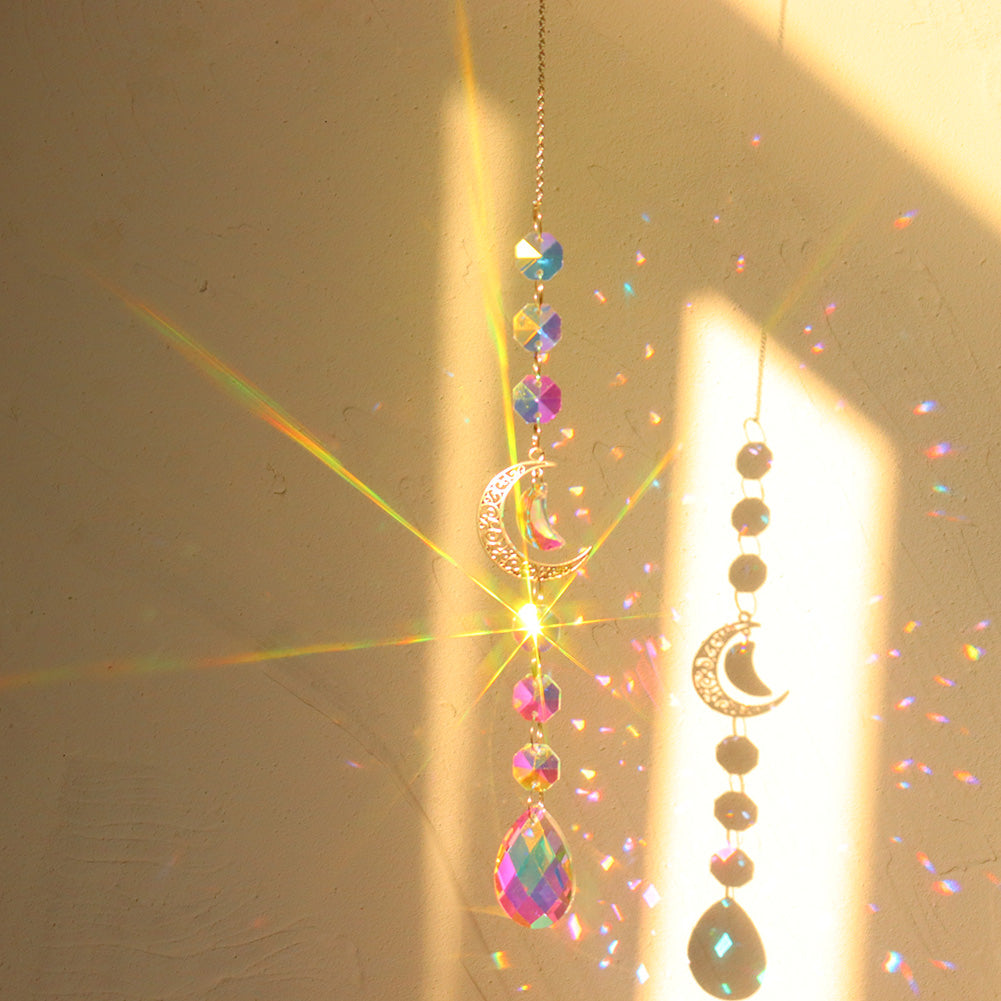 Soothera Sun Catcher — cristal sol e lua a fazer arco-íris na parede