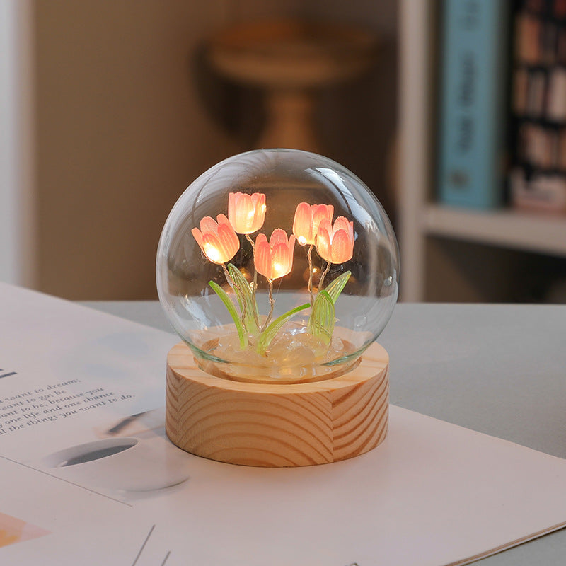 Soothera Tulip Glow — Luz de Tulipas em Cúpula de Vidro