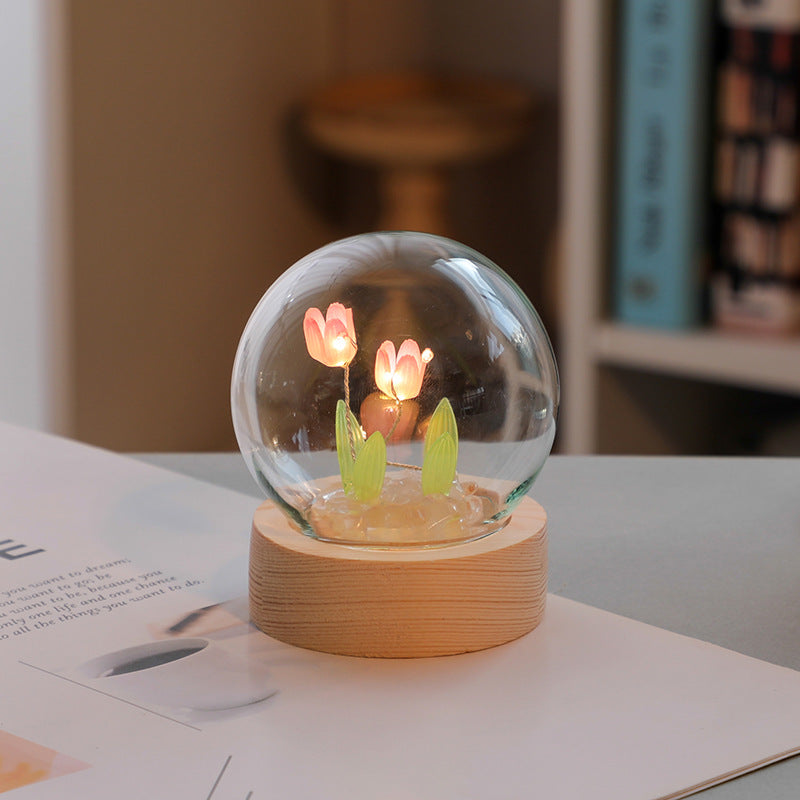 Soothera Tulip Glow — Luz de Tulipas em Cúpula de Vidro
