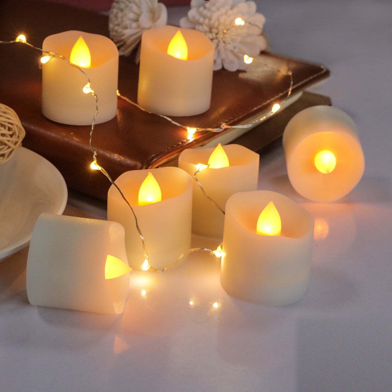 Soothera Candle Set — 12 velas LED sem chama, luz quente tremeluzente