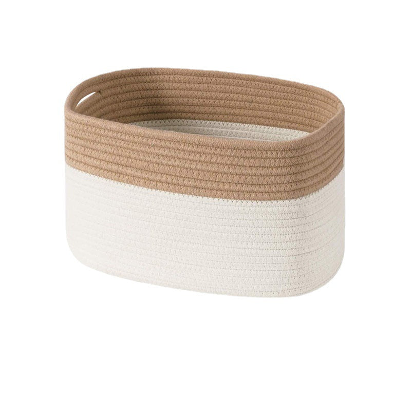 Cesto de corda de algodão, camel e creme